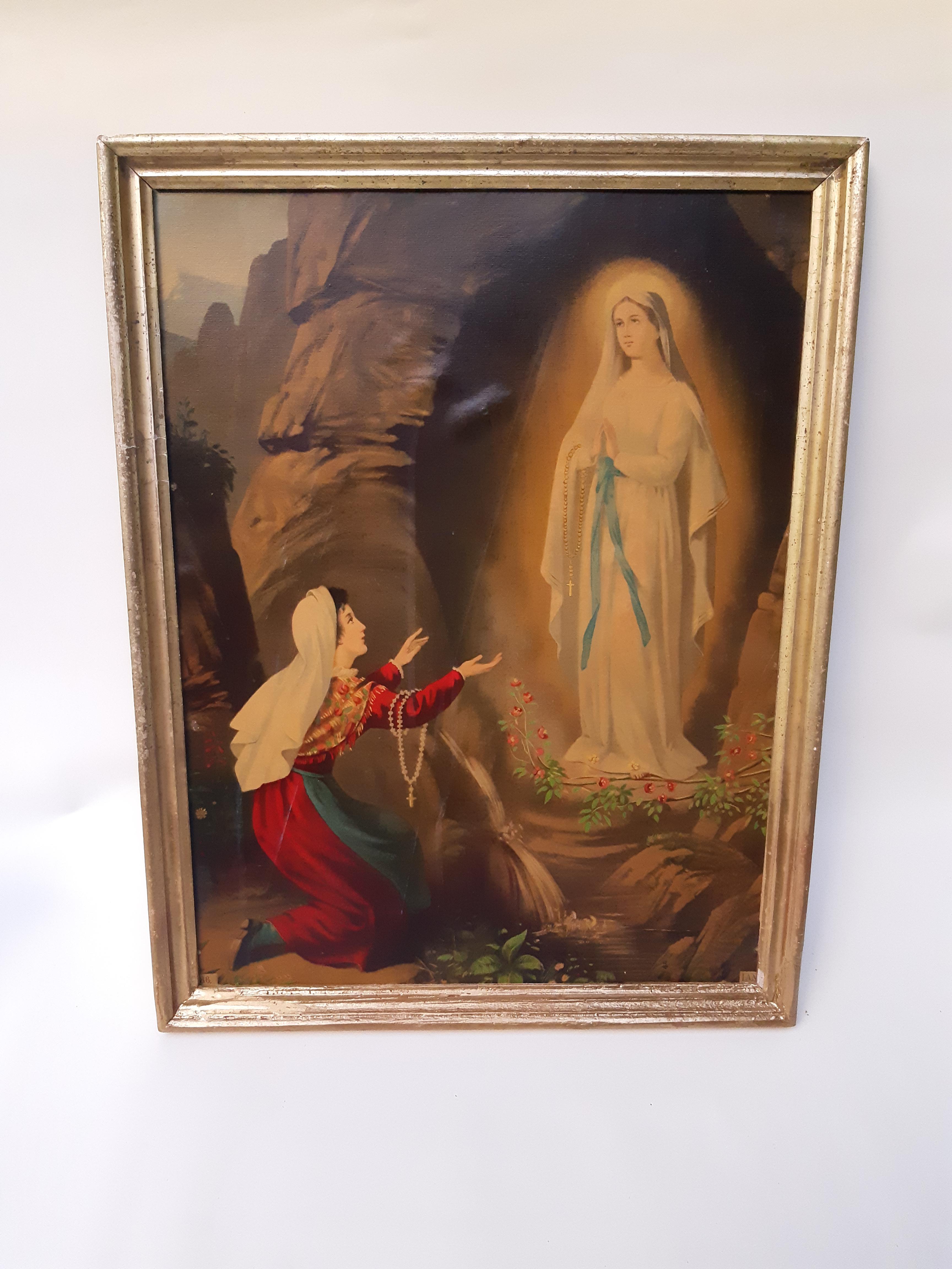 Chromolithographie "Madonna von Lourdes" , frühes 20. Jh